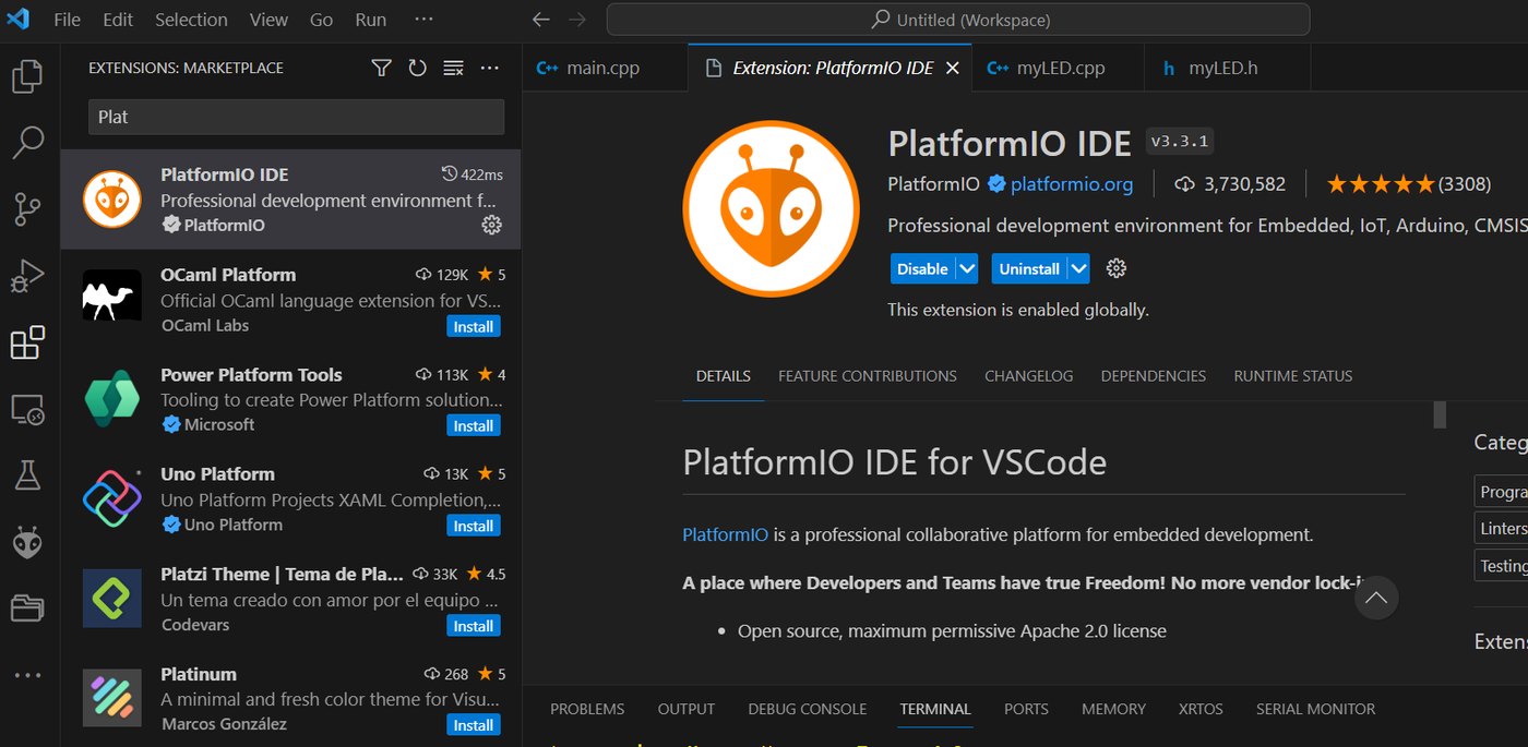 VSCode 확장 마켓플레이스에서 PlatformIO IDE 설치